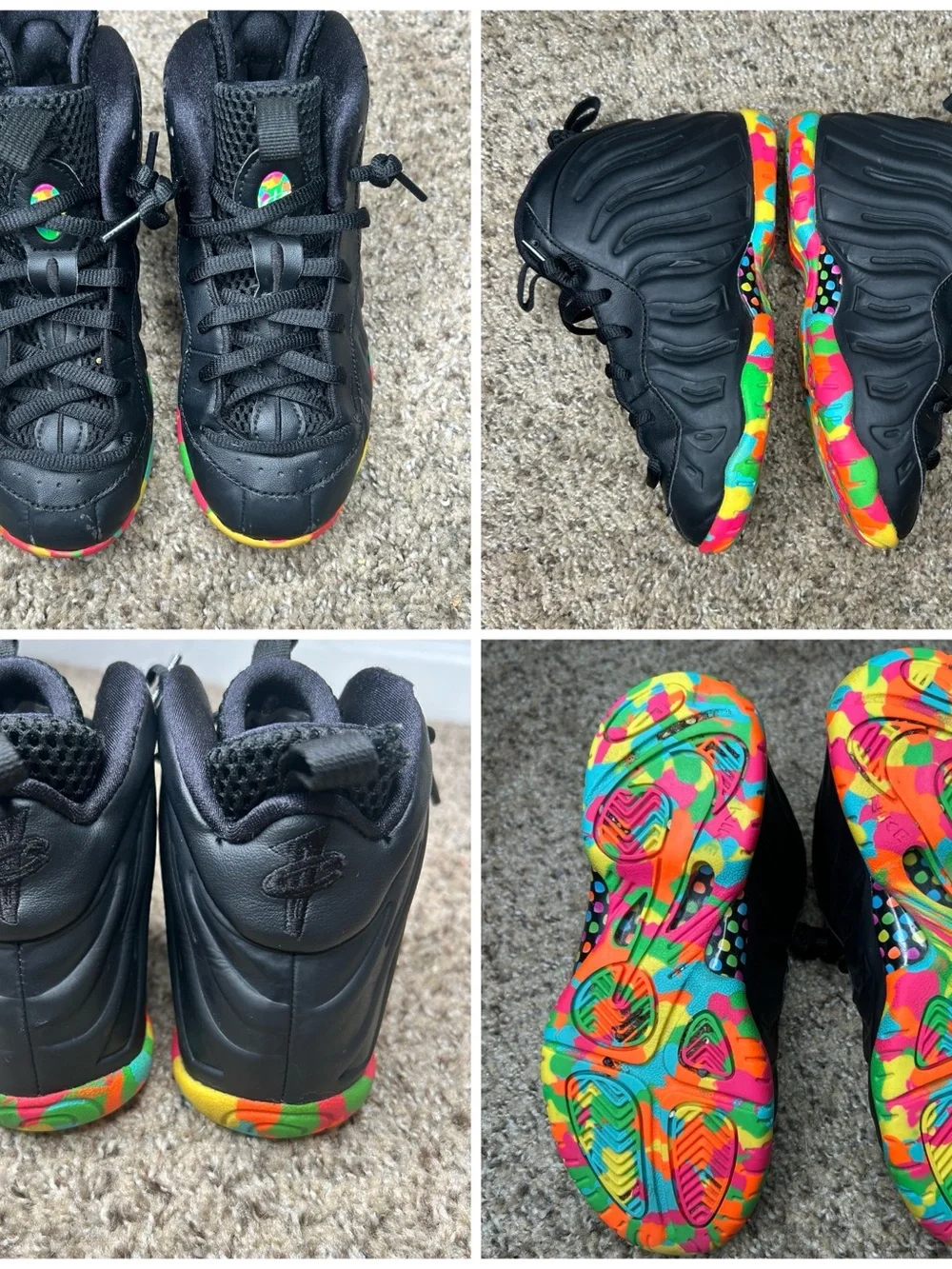 Nike youth Foamposite. Fruity Pebble Black.